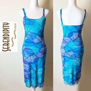 Serendipity Maui Sundress | Abstract Aqua Floral Print | Size S | EUC